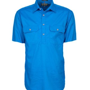 PILBARA SHORT SLEEVE CLOSED FRONT MENS LIGHT BLUE