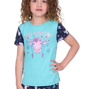 TCBAC GIRLS COWGIRL PYJAMAS NAVY/AQUA