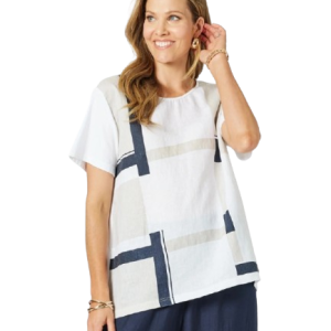 CLARITY TOP 48237 WHITE/NAVY